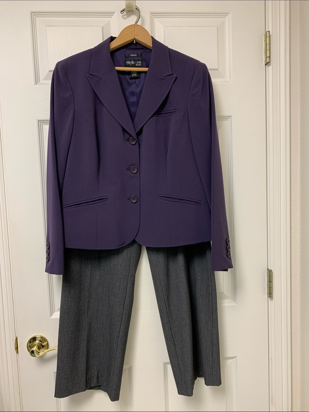 Style & Co. Y2K  Purple Women's Tailored Blazer & Style & Co Gray pants 14P